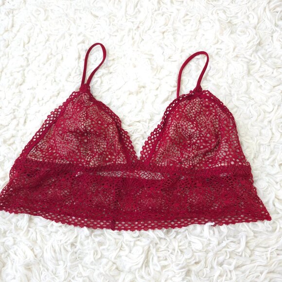 Victoria's Secret Red Lace Triangle Bra, Size Small - Picture 3 of 6
